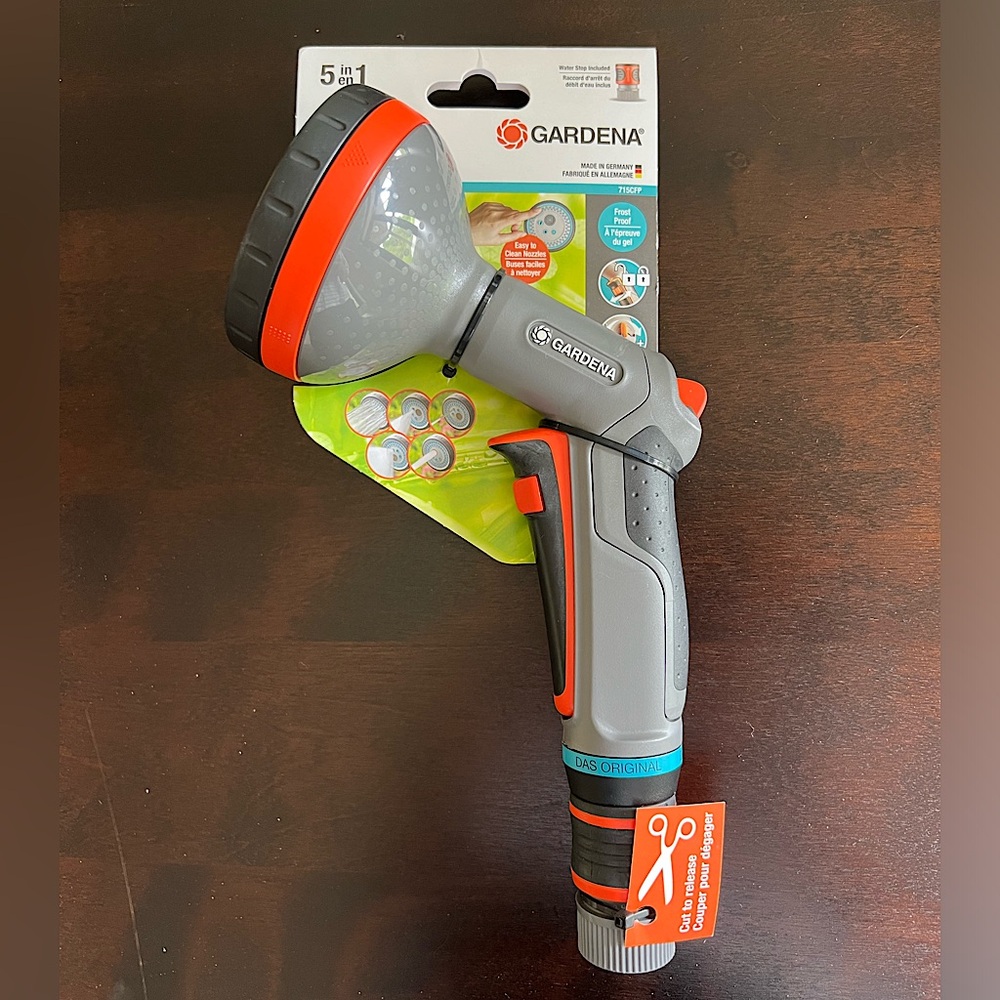 Gardena New Frost Proof Hose Sprayer 5 Spray Options Water Stop Included